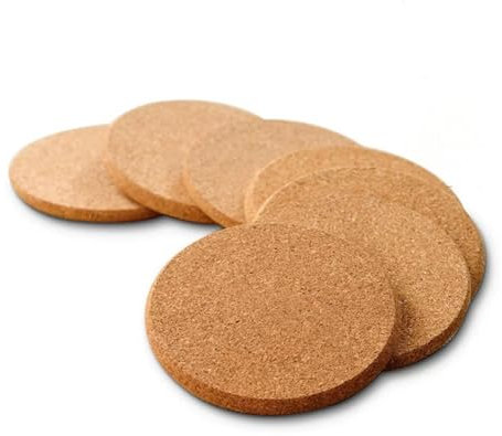 Genumix Cork Trivets for Hot Pans and Dishes, Cork Drink Coasters Set of 6, Thick Heat Resistant Table Mats and Coaster Placemat 10cm