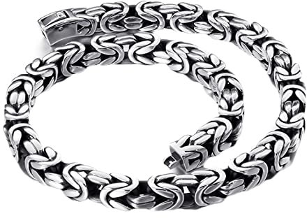 Tolldek Herren Kette Edelstahl 60cm, Byzantine Königskette Silber Freundschaftskette Jungen Breit 10MM, Metallkette Lang Hip Hop