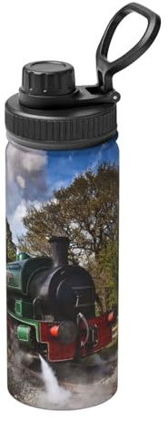Steam Engine Train 18 Oz Water Bottle Insulated Stainless Steel Mug Vacuum Tumbler Water Flask