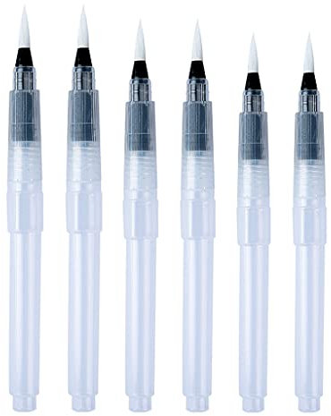 Lot de 3 ou 6 stylos pinceaux à eau rechargeables pour aquarelle - 3 tailles de pointes pour mélanger les couleurs et créer des nuances
