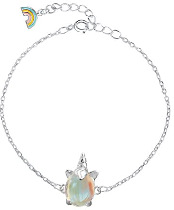 WATIIFUFU Einhorn-Ohrstecker Weihnachtsarmband für Kinder für Paare armbänder für kinder freundinnen Regenbogen-Armband Einhorn-Armband- s925 Silber Silver