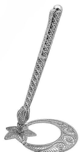 Kugelschreiber mit Halter aus massivem Sterling Silber 925 in Antik Design AY YILDIZ Model Gümüs Ayyildiz Kalemlik Babalargünü Vatertag Jahrestag Geschenk Geschenkidee