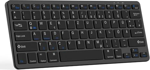 Bluetooth Tastatur Deutsche Drahtlose tastatur Ultradünne Kompatibel mit iOS/Android/Windows System Wiederaufladbare tastatur für iPad/iPhone//Laptop/Smartphone/Tablet/Computer /PC QWERTZ Layout