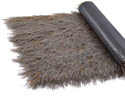 YZRXD Techo de Paja Artificial para Techos Ignífugo Rollo de Techo de Palma Mexicana de Barra Tiki Palapa para Sombrilla Fiestas Hawaianas Manualidades Jardín Terraza(Size:1x2m(3.2x6.5ft),Color:Gris)