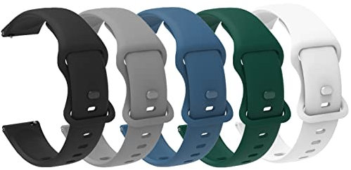 Lamshaw Correas de Silicona Compatible con AMAZFIT Bip 6 Smartwatch 46mm Correas, Correa Deportivas Suave de Repuesto para Mujeres y Hombres (5piezas hombres)