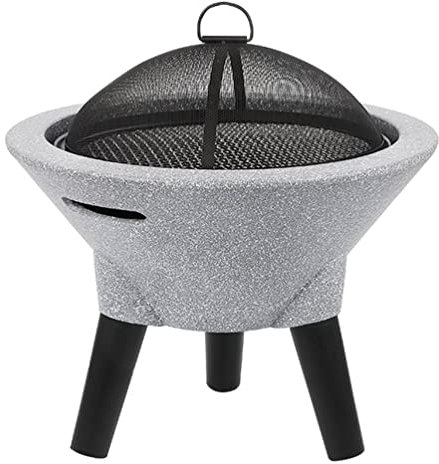 ZJFHEYUO Feuerstelle für den Außenbereich, Feuerschale aus Kunststein, 39 cm, für Gartenterrasse und Innenhof, Holzfeuerstelle im Freien, mit Funkenschutz und Feuerstelle für den