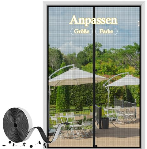 fowong Fliegengitter Tür Magnet auf Maß Customized ,10xReißfest Insektenschutz Balkontür mit Magnetband, Anpassend innerhalb 400cm Breite,Kinderleichte Klebemontage Ohne Bohren Jahren Garantie