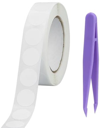 1000 Stück Weiße Runde Aufkleber,Weiße Selbstklebend Punktaufkleber, Wasserfeste Kreisförmige Aufkleber mit Pinzette, Farbkodierungsetikett für Büro, Geschäft, Zuhause, Klassenzimmer, Markierung