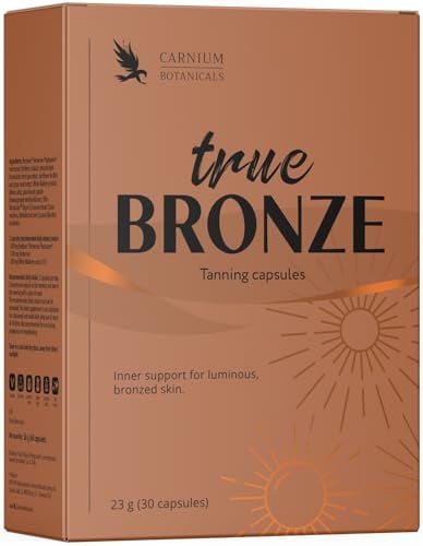 Carnium Botanicals True BRONZE – Bräunungskapseln, 30 Stück | Astaxanthin, Beta-Carotin, Vitamin A, Für Haut & Teint, Carotin Kapseln