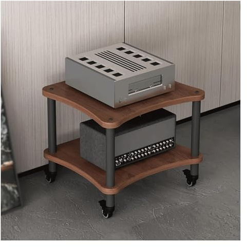 PZEOB Audio-Rack-Turm mit Rollen, Audio-/Video-Medienständer, modernes Heimkino-Regal, Stereo-Schrank, Robustes Audio-Rack-Regal(Walnut,2 Tier)
