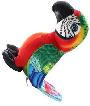 wueiooskj Weiches Cartoon Papageien Plüschkissen, Kuscheltier, Geschenk für jeden Anlass, Wohnzimmer/Schlafzimmerdekoration, realistisches Papageien Plüschtier, weiches Kuscheltier, Rot, 20cm