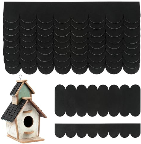 WUISOLQP 22 STK Dachschindeln für Vogelhaus, Dachpappe Selbstklebend Dachpappe Vogelhaus Schindeln Vogelhaus Bitumenschindeln für Nistkästen, Insektenhotels, Hundehütten, Kaninchenställe (Schwarz)