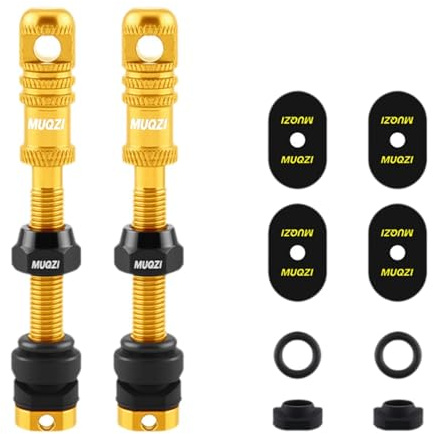 Fenteer 2-teiliges -Tubeless-Ventilset mit Ventileinsatz-Entferner, einfache Montage, 55 mm für Fahrradreifen, Gold
