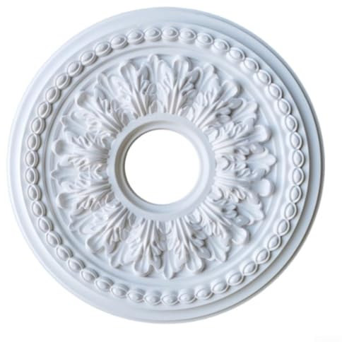 Rosace de plafond circulaire en polyuréthane pour installation par perceuse, cache de base de lumière décorative blanche pour cacher les imperfections, adaptateur d'abat-jour élégant (35 cm)