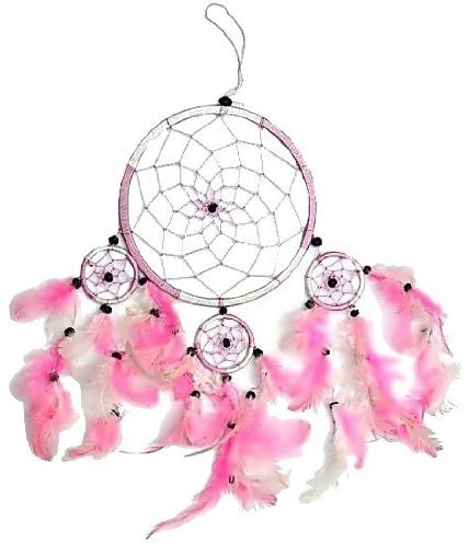 Traumfänger Dreamcatcher 16/40 cm rosa/weiß TF14
