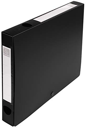 Exacompta 54631E 10er Pack Sammelbox OPAK für DIN A4 mit Rückenschild beidseitig 40 mm breit aus starkem Kunststoff Archivbox Heftbox Sammelmappe ideal für Schule und Büro schwarz