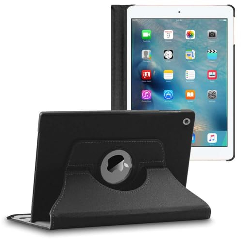 ebestStar - Funda Compatible con iPad 2018 9.7 2017, Air 1 2013 Carcasa Cuero PU, Giratoria 360 Grados, Función de Soporte, Negro [Aparato: 240 x 169.5 x 7.5mm, 9.7'']