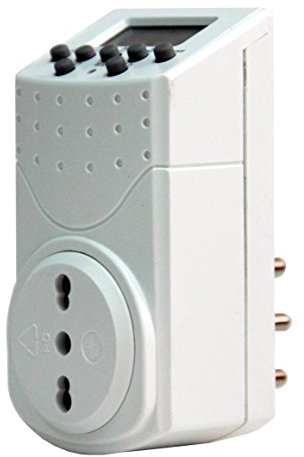 Electraline 58102 Programmatore Timer Digitale, Programmi Settimanali e Giornalieri, Italiana, Bianco, Presa 10/16A