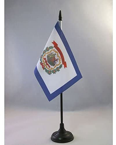 AZ FLAG - Tischflagge West Virginia - 15x10 cm - Bundesstaat West Virginia Tischfahne 10 x 15 Cm - Flaggen