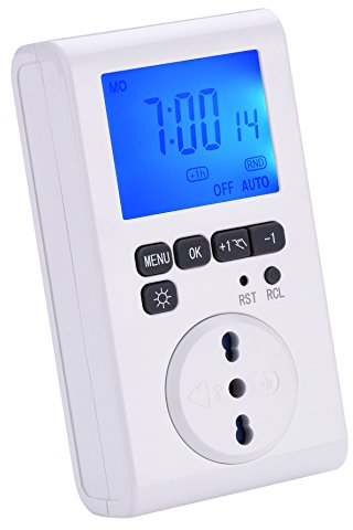 Electraline 58107 Programmatore Digitale Professionale, Schermo LCD Retroilluminato, Spina/Presa Italiane, Bianco