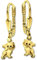 CLEVER SCHMUCK Goldene kleine Kinder Ohrhänger 21 mm mit Mini Katze 8 mm Augen schwarz seidenmatt und glänzend 333 Gold 8 Karat im Schmucketui