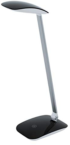 EGLO LED Tischlampe Cajero, 1 flammige Tischleuchte mit Touch, dimmbar, USB Lampe, Schreibtischlampe, Minimalismus aus hochwertigem Kunststoff, Bürolampe in Schwarz