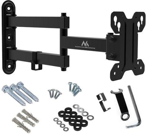 Maclean MC-740 TV Wandhalterung, Universal OLED QLED LCD LED Monitor Plasma Halterung Wandhalter 13-23 30kg Max. VESA 100x100 180 Grad Schwenkbar
