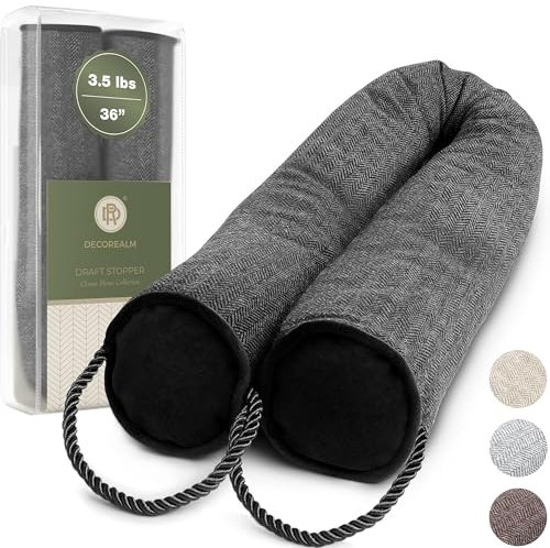DECOREALM Zugluftstopper und Blocker, Zugluftschutz für Türen und Fenster, dekorativer Stoff-Zylinderblocker bietet beschwerte Türisolierung von DECOREALM (Schwarz, 91,4 cm)