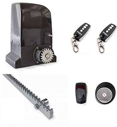 Kit completo profesional motor puerta corredera Slide hasta 800Kg con 2 mandos a distancia, fotocélula de reflexión, y 4 metros de cremallera de acero. Gran calidad.