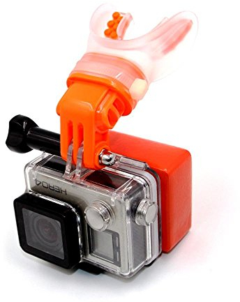 TELESIN Surf Mouth Mount Skating Shoot Dummy Bite Mount Mouthpiece Holder Adapter for GoPro Hero 2018/7/6/5/4/3, Session, Fusion, YI 4K/4K+, MI LITE, SJCAM, Polaroid and other Cameras (Orange)