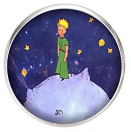 Edelstahl Brosche, Durchmesser 25mm, Stift 0,7mm, handgemachte Illustration Der kleine Prinz