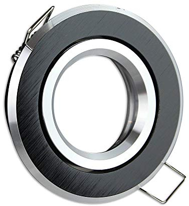 6x Einbaustrahler Rahmen Set schwarz rund schwenkbar super flach - Einbaurahmen für GU10 MR16 Leuchtmittel - Ø68-73mm Bohrloch Aluminium Einbau-Spot Strahler Einbauleuchte