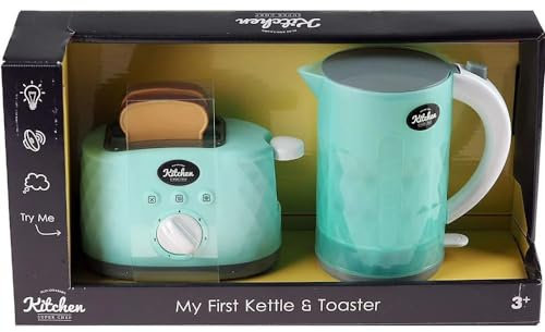 My First Kettle and Toaster Set Kids Kitchen Toy with Lights and Sounds | Kids Kitchen Accessories | Kids Toys | Kitchen & Food Toys