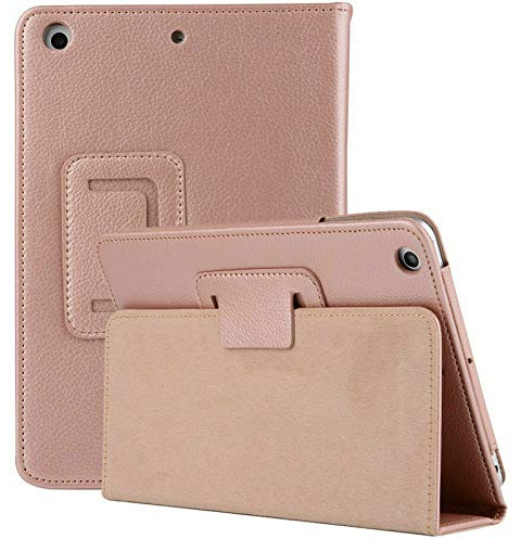 Leather Flip Stand Folio Case Plain Cover for Apple iPad Air 1,2,5th,6th Gen 9.7 (For Apple iPad (5th Generation), Rose Gold)