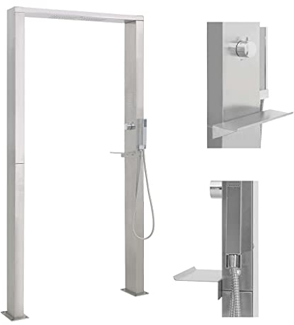 vidaXL Gartendusche Außendusche Pooldusche Garten Dusche Edelstahl Doppeldüsen