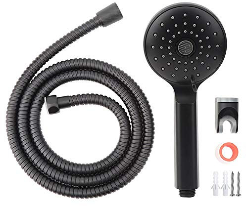 Cabezal de ducha de mano negro mate duradero con soporte de cabezal de ducha Manguera Herramientas de baño antioxidantes