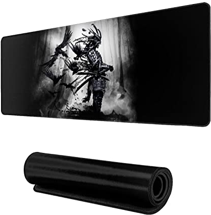 The Spirit of Japanese Samurai Bushido Gaming-Mauspad, langes erweitertes XL-Mauspad, Schreibtischunterlage, große rutschfeste Gummi-Mäuspads, genähte Kanten, 80 x 20 cm
