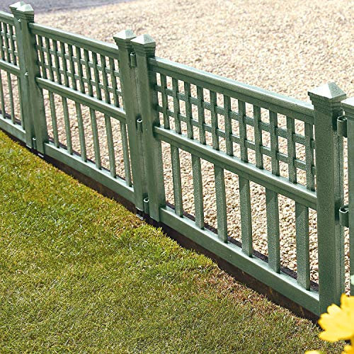 Taylor & Brown Plastic Fence Panels Garden Path Lawn Edging Plant Border Landscape Decorative Versatile Panels - Pack Of 12, Green