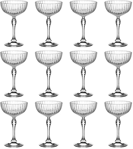 Bormioli Rocco 12x Clear 230ml America '20s Champagne Cocktail Soucoupes - Vintage Art Déco Coupé Lunettes pour vin, Espresso Martini