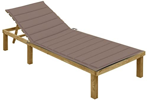 vidaXL Kiefernholz Imprägniert Sonnenliege mit Taupe Auflage Gartenliege Relaxliege Holzliege Liege Gartenmöbel Saunaliege Freizeitliege Strandliege