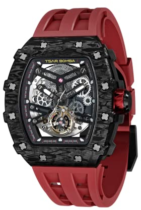 TSAR BOMBA Herrenuhr Automatik Uhren Herren Wasserdicht Herrenuhren Chronograph m?nner Armbanduhr für Herren Eleganz Edelstahlgehäuse/Kohlefaser/Diamantgehäuse/Harz
