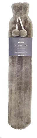 Deluxe Extra Long Luxury Faux Fur Covered Hot Water Bottle - Plush and Luxurious - Super Soft Snuggle Cuddle Hot Water Bottle - 6 Colours to Choose (Taupe)