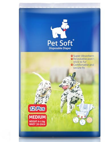Pet Soft Einweg-Hundewindeln für Hündinnen 36 Stück, Hochsaugfähige Katzen Hunde Windeln für Hündinnen Inkontinenz, Läufigkeit, Harnwege (M, 36)