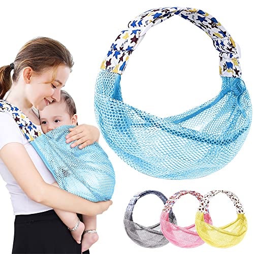 HINATAA Breathable Baby Sling, Adjustable Baby Wrap, Baby Carrier Wrap, Quick Dry, 3D Mesh Fabric, Thick Shoulder Straps, Elastic for Summer, Pool, Beach, Newborn Carrying (Blue)