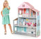 COSTWAY Puppenhaus aus Holz, Spielset mit Möbel und Zubehör, Puppenvilla Puppenstube für Mädchen ab 2 Jahre, 71 x 23,5 x 87 cm