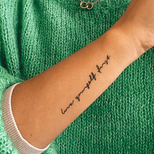 Inkster Tattoo - Love Yourself First | vegane & wasserfeste Temporäre Tattoos für Erwachsene - EU-Kosmetikzertifizierte Farbe - revolutionäres 2 Wochen Tattoo | Premium Klebetattoos & Fake Tattoo