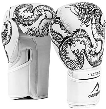 Overlord® Boxhandschuhe Legend I Kickboxing, Sparring, Box, MMA I Boxhandschuhe Männer I Boxing Gloves in verschiedenen Größen (Weiss, 16 oz.)