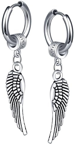 MicVivien Creolen Ohrhänger Edelstahl für Männer Frauen Mädchen, Hoop Ohrringe Feder Flügel/Anker/Ahornblatt Hängend Anhänger Ohrstecker Ohrpiercing Herrren Damen