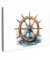 MuchoWow© Leinwand 90x60 cm Deko Schlafzimmer Aesthetic Leinwandbilder Wohnzimmer Gemälde Foto Geschenk Living Room Decoration Maritime - Steuerrad - Schiff - Braun - Blau - Weiß - Maritim