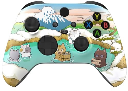 eXtremeRate Carcasa Linda para Xbox Series X S Mando Protector Placa Frontal Funda Delantera Reemplazo Kit Cubierta Cover Shell para Xbox Series S X Control-No Incluye Mando(Gatos en Aguas Termales)
